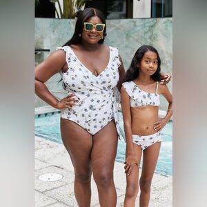 Marina West Swim Float On Ruffle Faux Wrap One-Piece in Daisy Cream